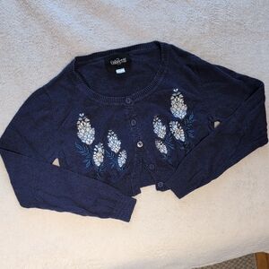 Collectif Navy Blue Floral Cardigan